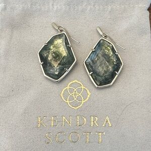 Kendra Scott Silver Earrings with Blue-Green Stones